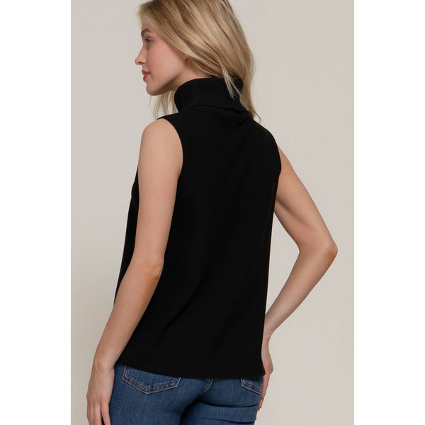 Active Sleeveless Turtle Neck Soft Knit Top
