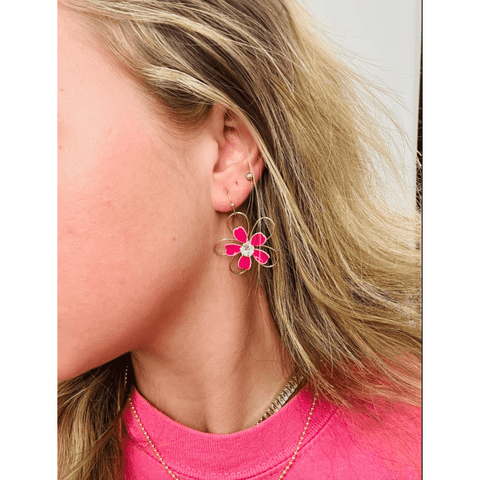 Acrylic and Gold Flower .5" Earring - Southern Roots Clothing Company