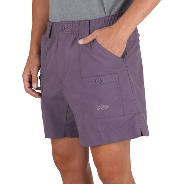 AFTCO Original Fishing Short 6"- Black Plum - Southern Roots Clothing Company
