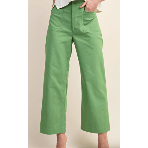 Apple Green Cropped Pants - Southern Roots Clothing Company
