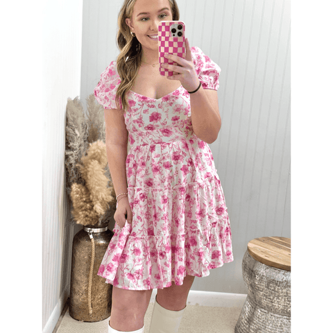 Azalea Floral Open Back Mini Dress - Southern Roots Clothing Company