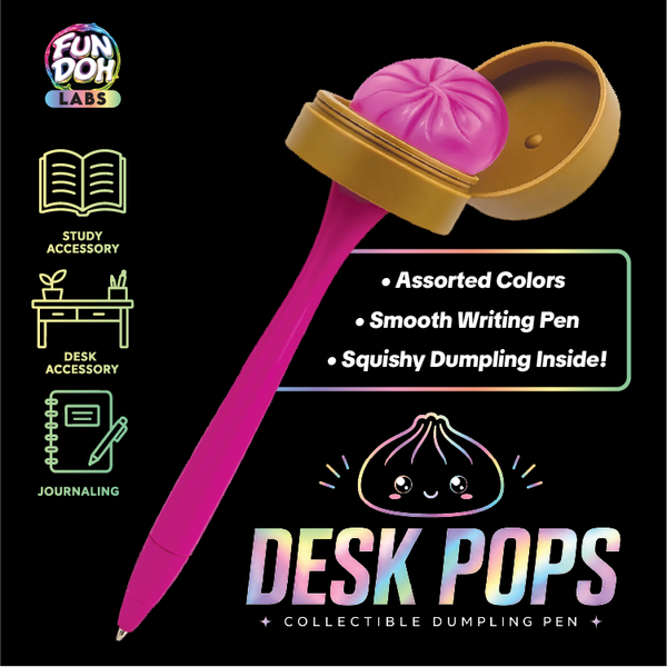 Novelty Brands - Fun Doh Squishy Dumpling Pen Desk Pop Variety - 12/Display