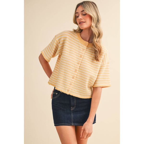 Butter Striped Short Sleeve Sweater