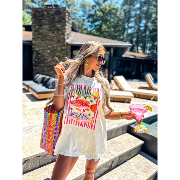 Preppy Fish Graphic Tee on Ivory