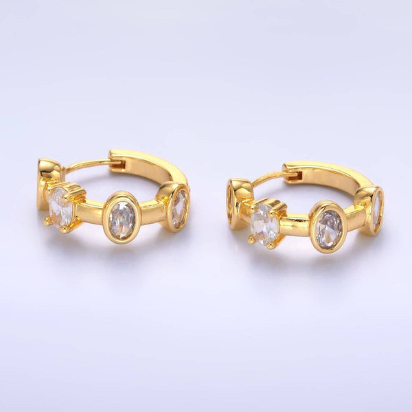 24K Gold Filled Bezel Huggie Hoop Earrings