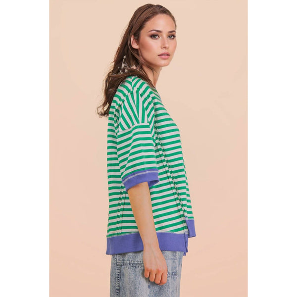 Oversized Stripe Casual Knit Top