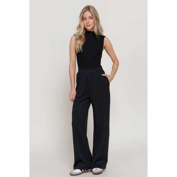 Elastic Waist Soft Modal Scuba Wide Pants