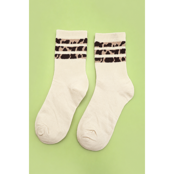 JOSSLYN by wall to wall - WOMAN ANIMAL LEOPARD HALF CREW THROWBACK SOCKS | 40S02071