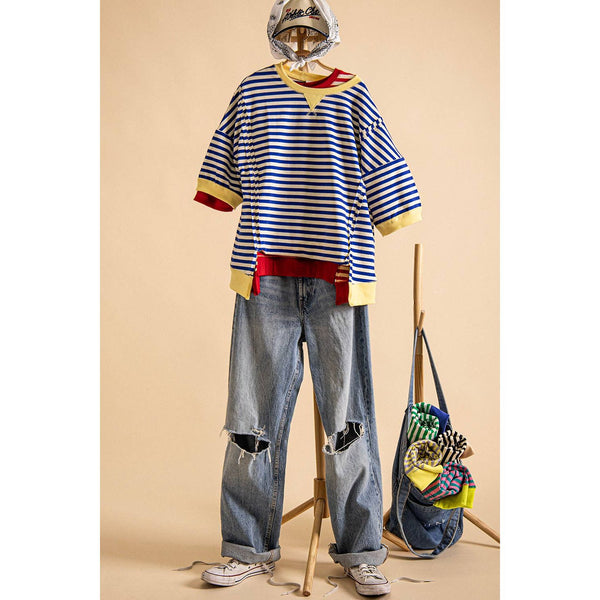 Oversized Stripe Casual Knit Top
