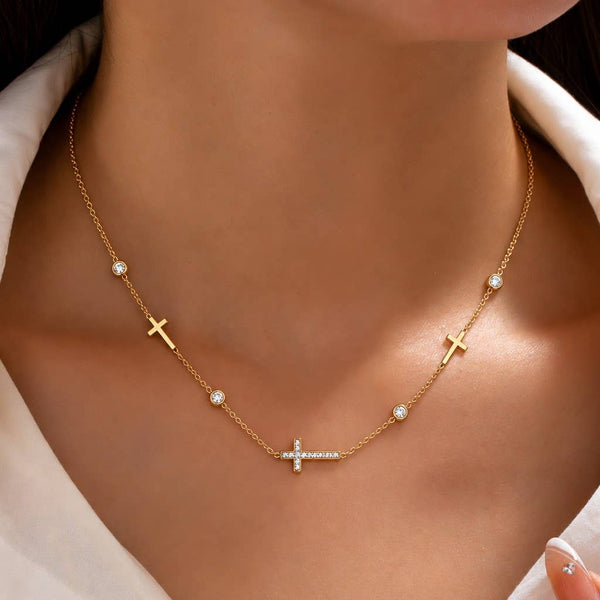 JOSSLYN by wall to wall - 18K STAINLESS STEEL TARNISH FREE CROSS NECKLACE | 40NK9453