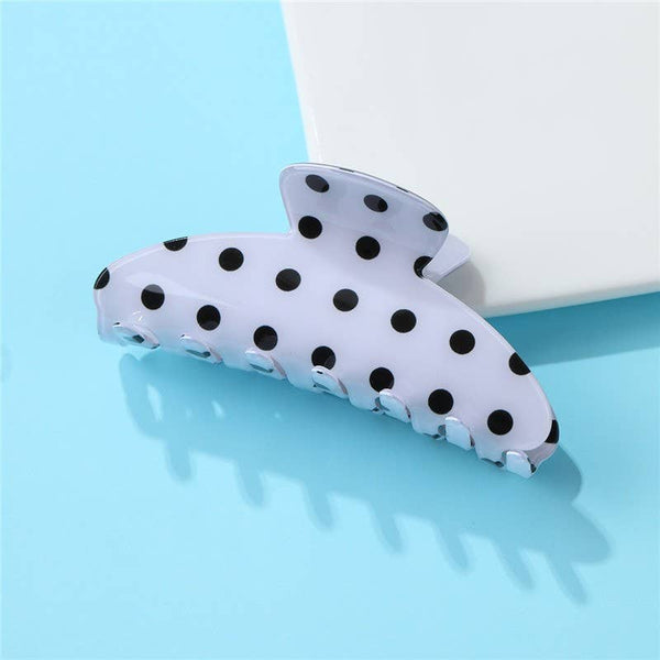 Retro Polka Dot Hair Claw - Glossy Spotted French