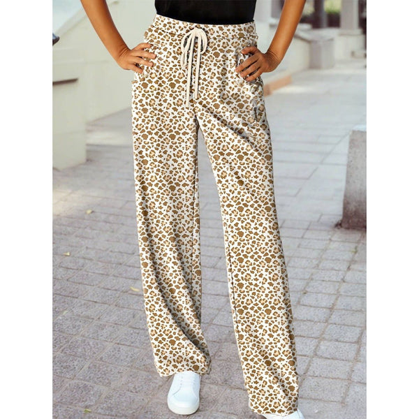 1 the Woman - Leopard Drawstring Loose Pants by 1 the Woman