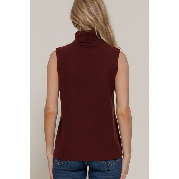 Active Sleeveless Turtle Neck Soft Knit Top