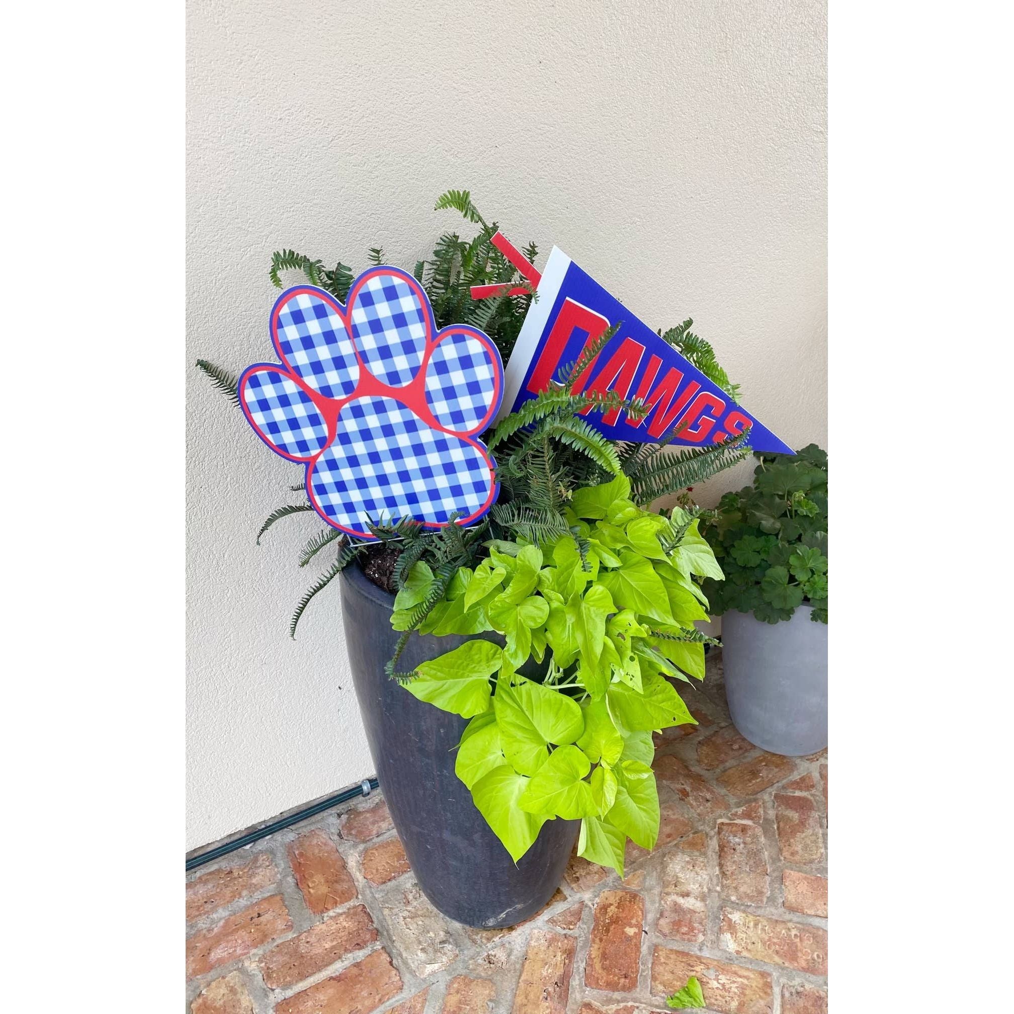 Blue Plaid Paw Yard Sign by Lovely Reese