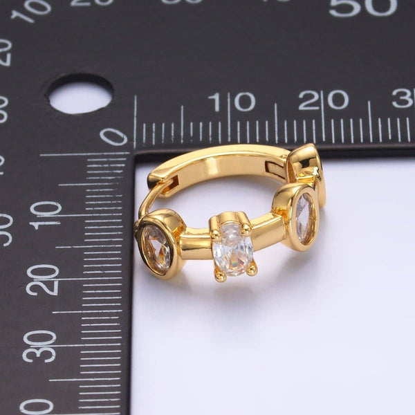 24K Gold Filled Bezel Huggie Hoop Earrings