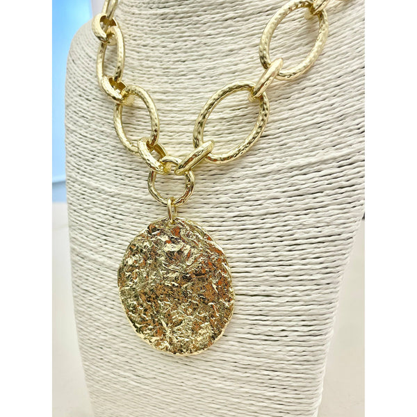 Hammered Link Chain w/Pendant