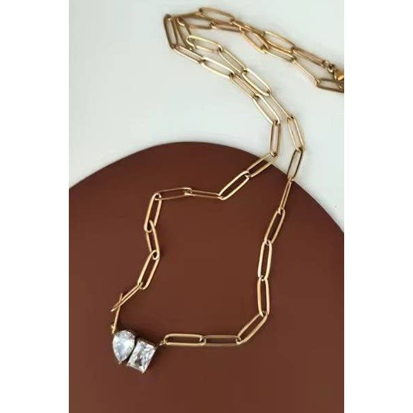 18K STAINLESS STEEL TARNISH FREE RHIN NECKLACE
