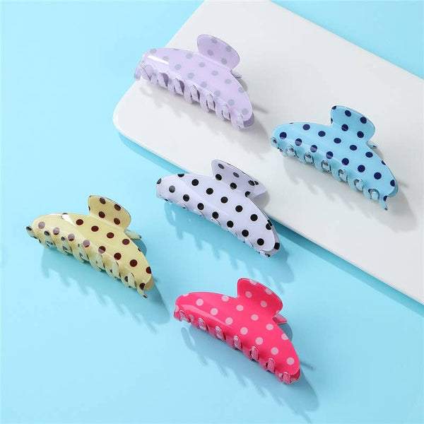 Retro Polka Dot Hair Claw - Glossy Spotted French