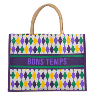 The Royal Standard - Bons Temps Juco Tote   Yellow/Purple/Green   19x14x7.5