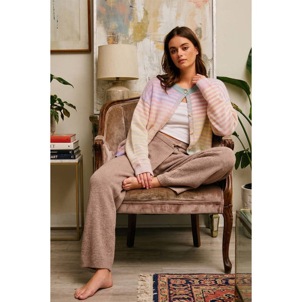Rainbow Multi Striped Button-Down Cardigan