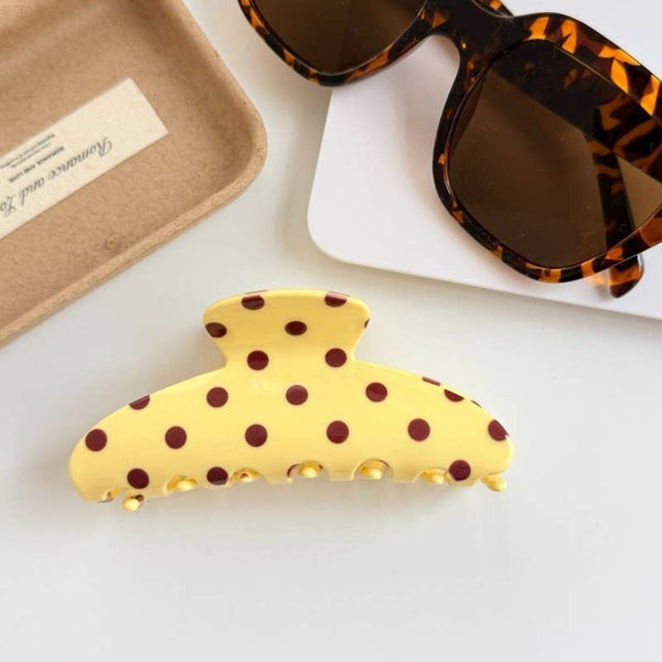 Retro Polka Dot Hair Claw - Glossy Spotted French