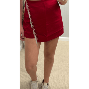 Beaded Fringe Skort - Red - Southern Roots Clothing Company