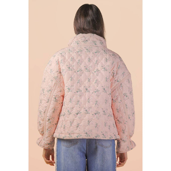 Floral Print Quilted Oversized Casual Jacket