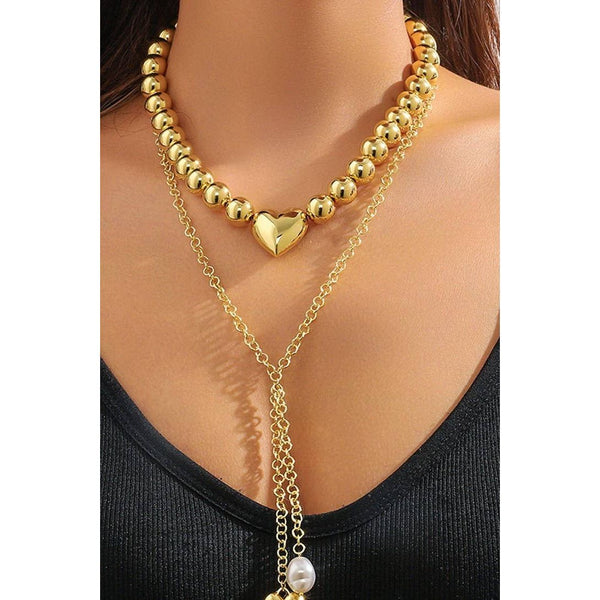 JOSSLYN by wall to wall - PUFFY HEART BALL CHAIN NECKLACE | 40NK9484