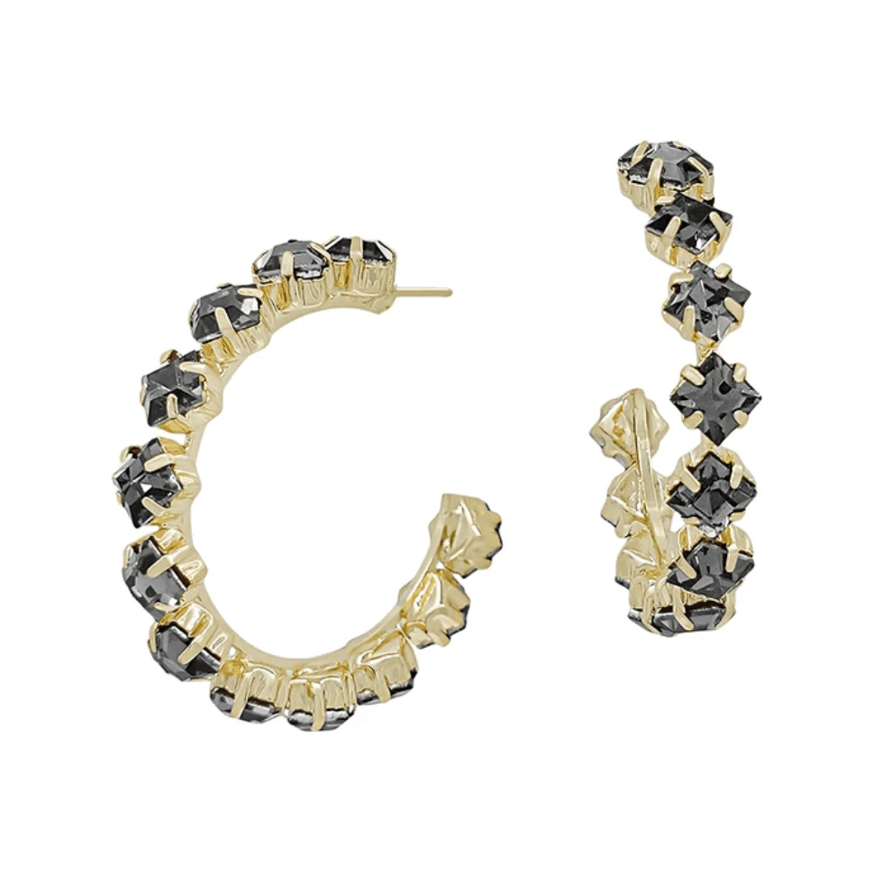 Black Diamond Crystal Diamond Shaped 1.5" Earring - Southern Roots Clothing Company