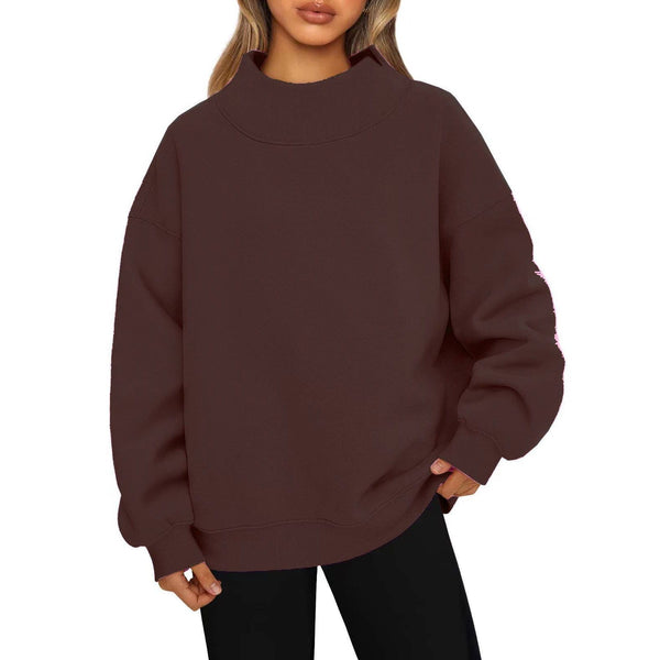 Suhkasana - Women's Oversized Mock Neck Fleece Pullover Sweatshirt