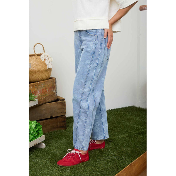 FLORAL WASHED DENIM PATTERN JEANS