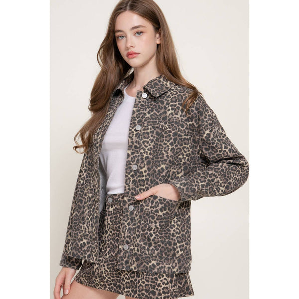 Leopard Jacket and Skirt Set