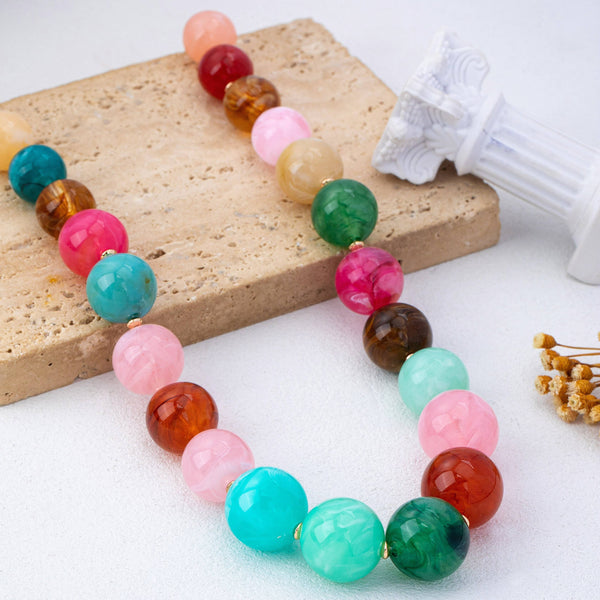 Vintage-Inspired Multi Marbled Resin Necklace