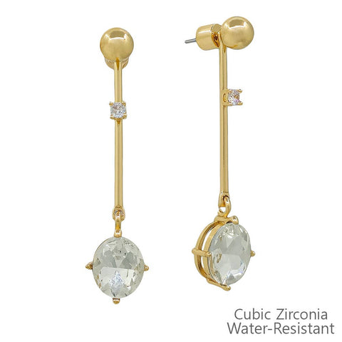 Oval Crystal Drop Earring