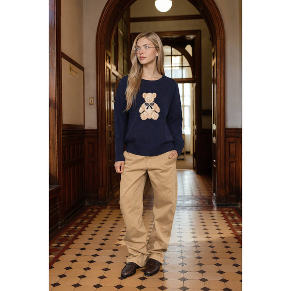 Teddy Jacquard Crew Neck Sweater