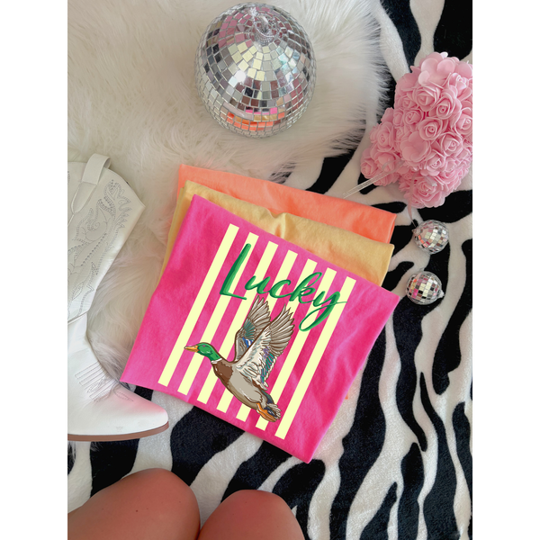 Lucky Duck Tee (Neon Pink)