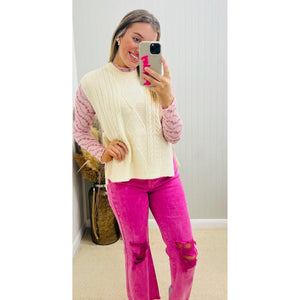 Cable Knit Side Tie Sweater - Southern Roots Clothing Company
