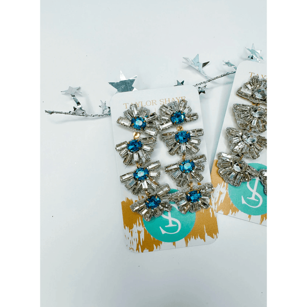 Cassidy Beaded Drop Earrings - Blue - Southern Roots Clothing Company