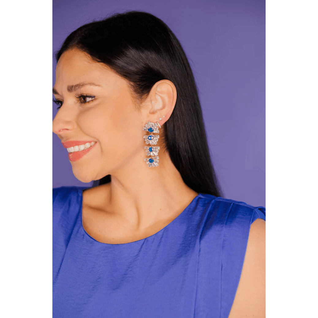 Cassidy Beaded Drop Earrings - Blue - Southern Roots Clothing Company