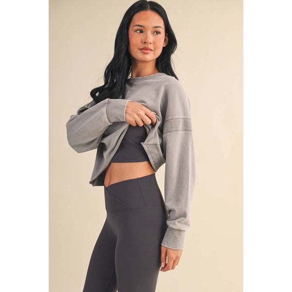 Mineral Wash Cutout Back Layering Sweatshirt