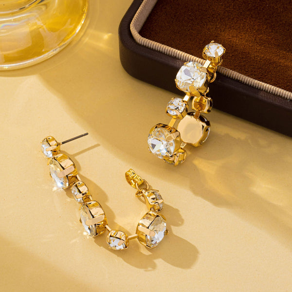 Cascading Round Cut Crystal Drop Earrings