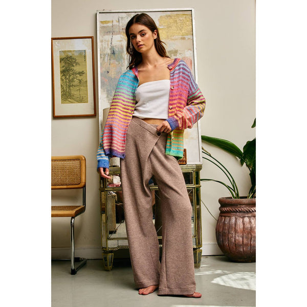 Rainbow Multi Striped Button-Down Cardigan