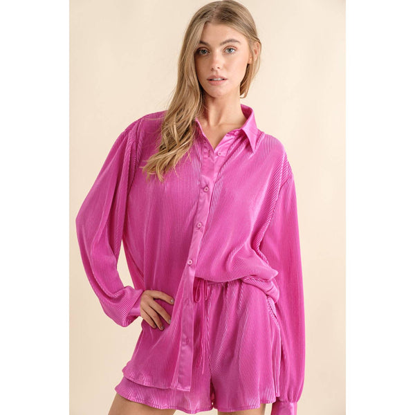 Accordian Blouse Short Lounge Set