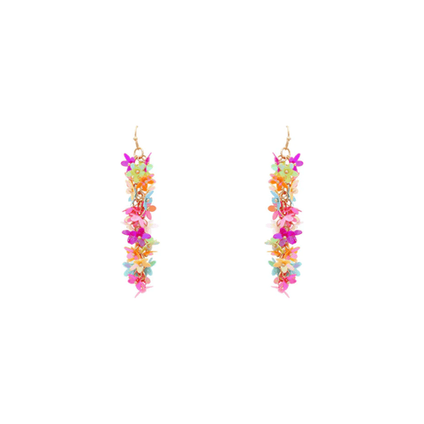 Colorful Bloom - Multi Flower Sequin Falling 3" Earring - Southern Roots Clothing Company