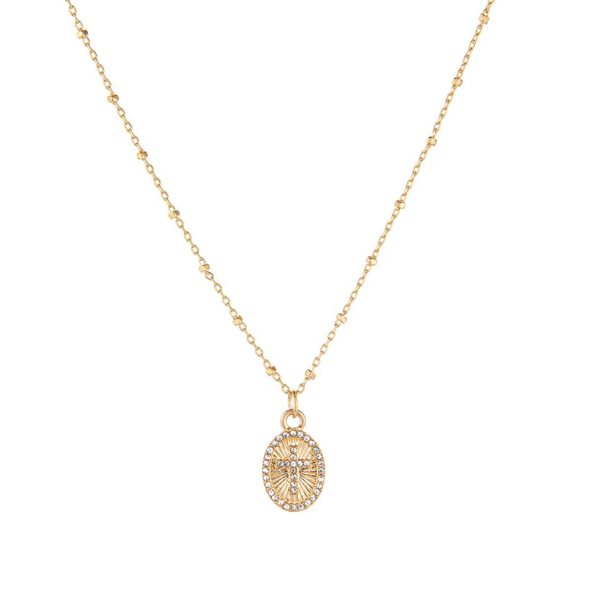 Cross Medallion Necklace - Gold 16" - Southern Roots Clothing Company