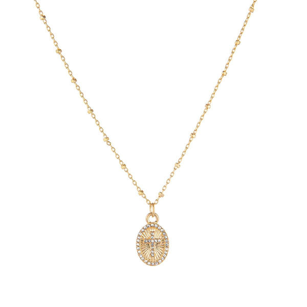 Cross Medallion Necklace - Gold 16" - Southern Roots Clothing Company