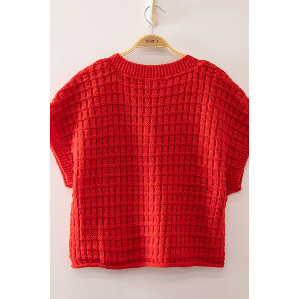 Waffle Texture Crop Cardigan