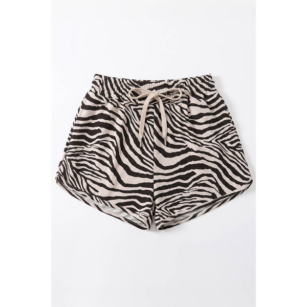 Zebra-Patterned Drawstring Dolphin Shorts