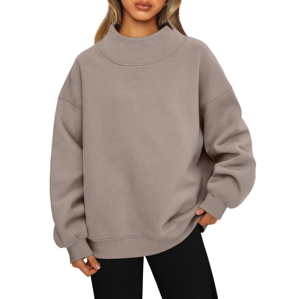 Suhkasana - Women's Oversized Mock Neck Fleece Pullover Sweatshirt