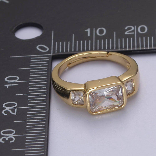 Big Square CZ Crystal Stone Gold Minimalist Stackable Ring